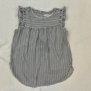 LOFT Women's Charcoal gray and White Striped Top